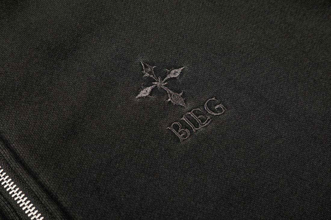 3-6-5.shop Studded Zip-Up Hoodie