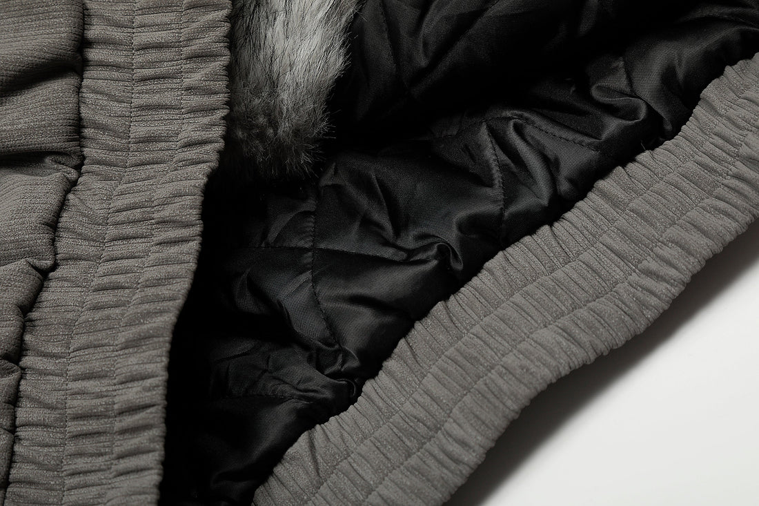 3-6-5.shop Faux Fur Trim High-Neck Bomber Jacket