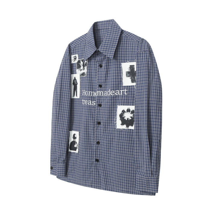 3-6-5.shop Patchwork Graphic Plaid Shirt