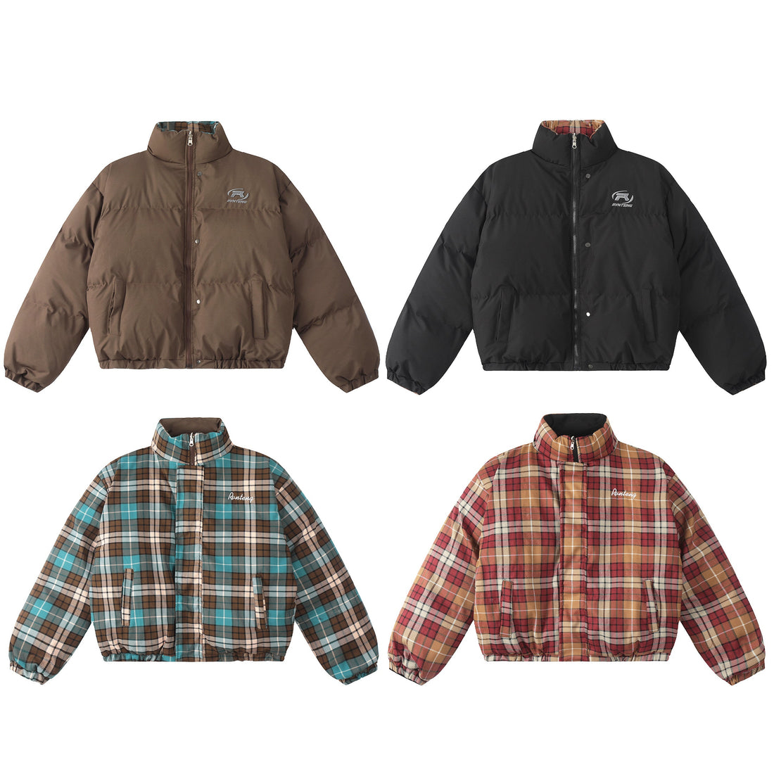 3-6-5.shop Reversible Plaid Puffer Jacket