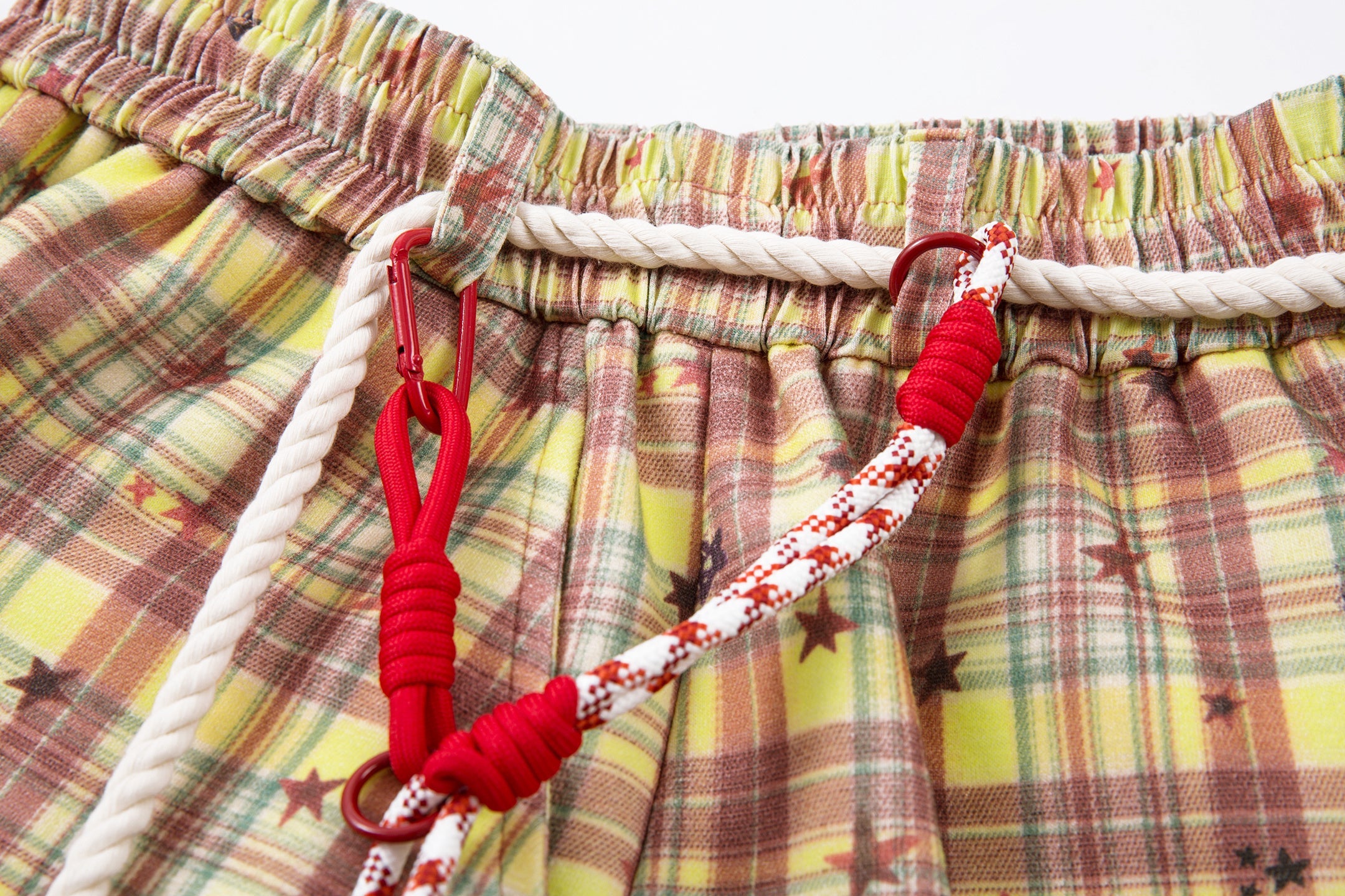 3-6-5.shop Yellow Plaid Bear Charm Pants