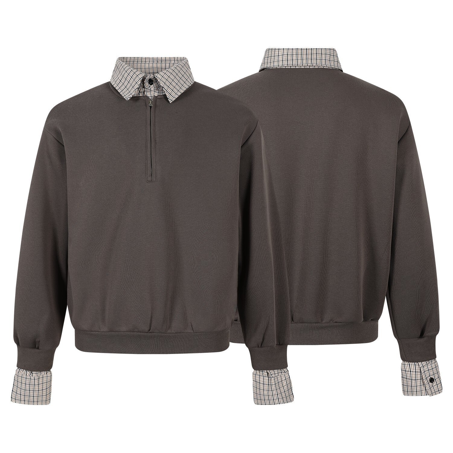 3-6-5.shop Layered Collar Half-Zip Pullover