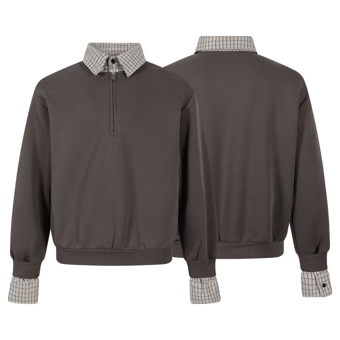 3-6-5.shop Layered Collar Half-Zip Pullover