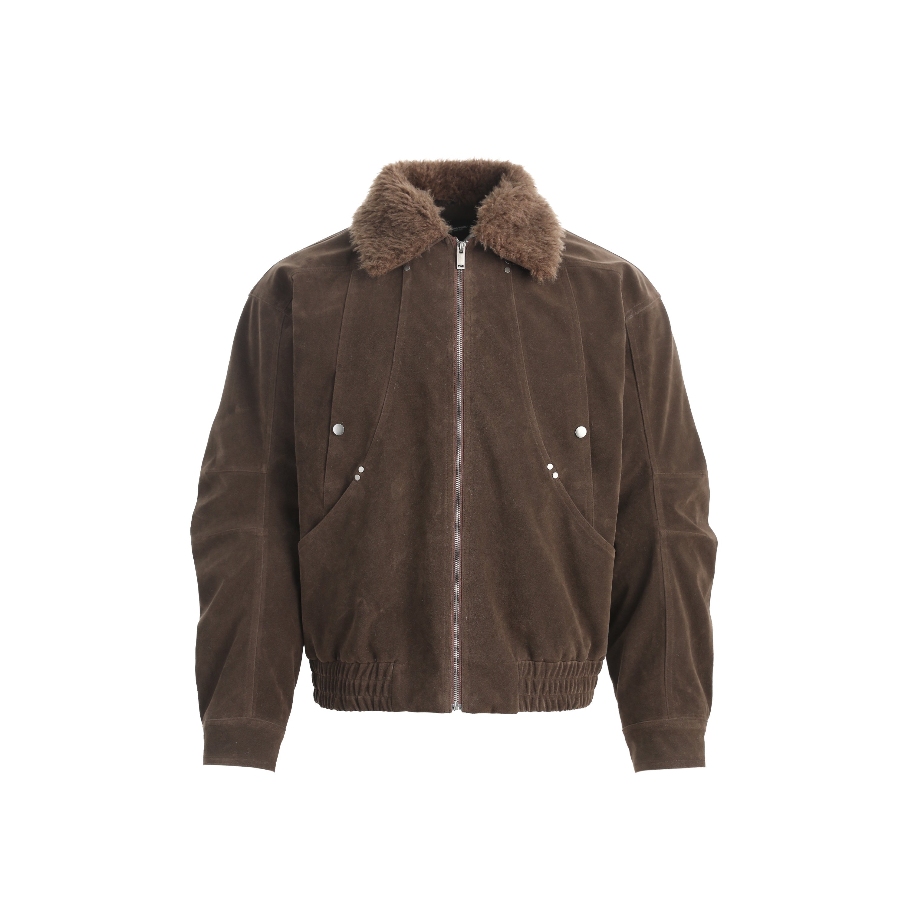 3-6-5.shop Faux-Fur Collar Vintage Bomber Jacket