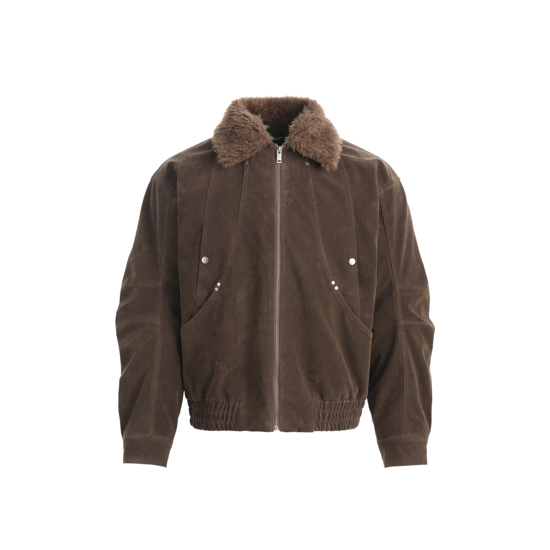 3-6-5.shop Faux-Fur Collar Vintage Bomber Jacket