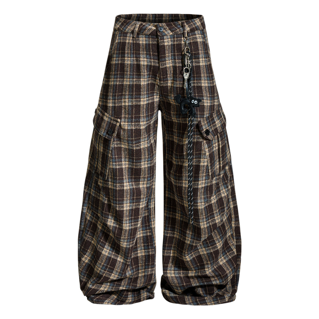 3-6-5.shop Vintage Check Wool-Blend Cargo Pants
