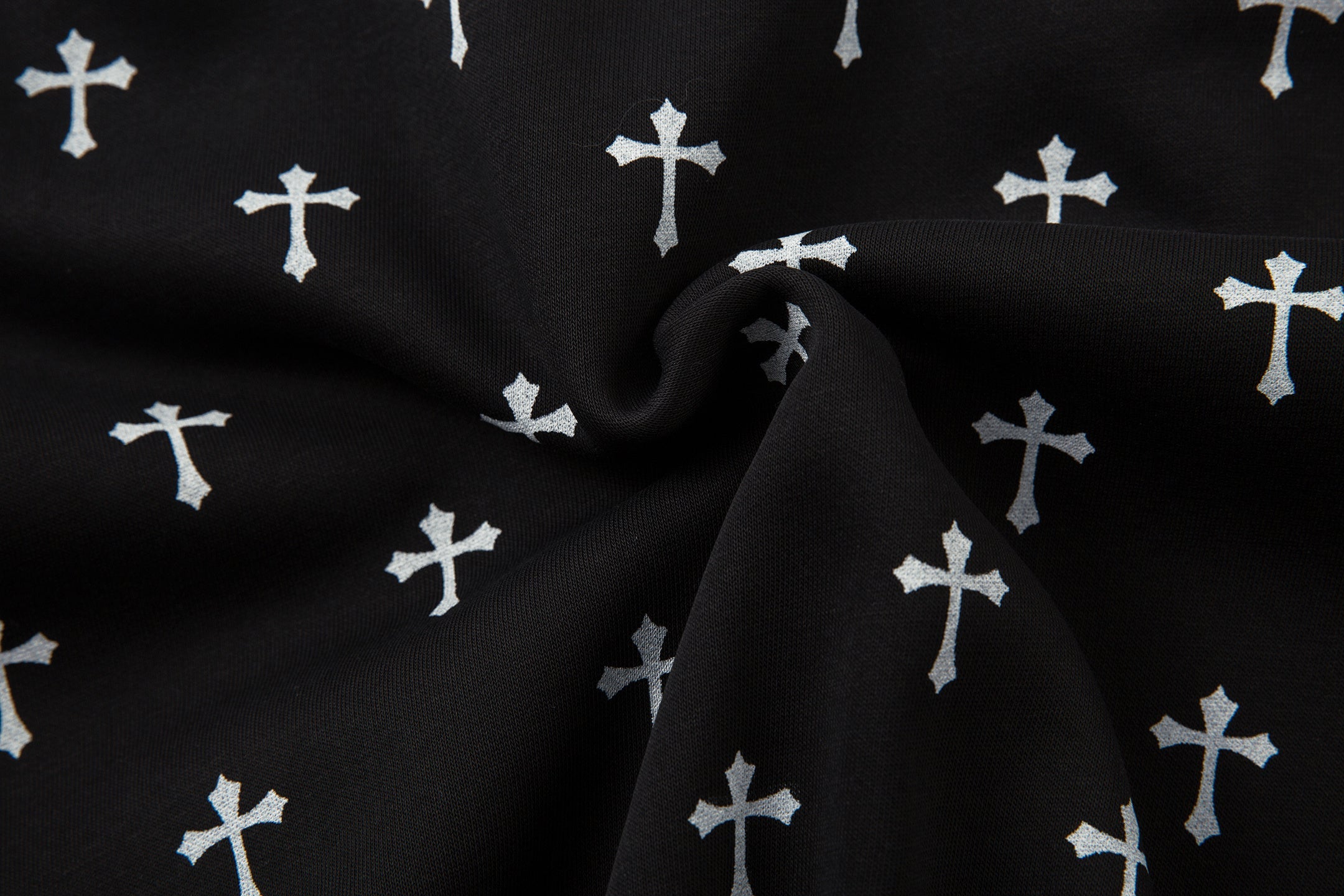 3-6-5.shop Cross Print Faux Fur Hooded Jacket