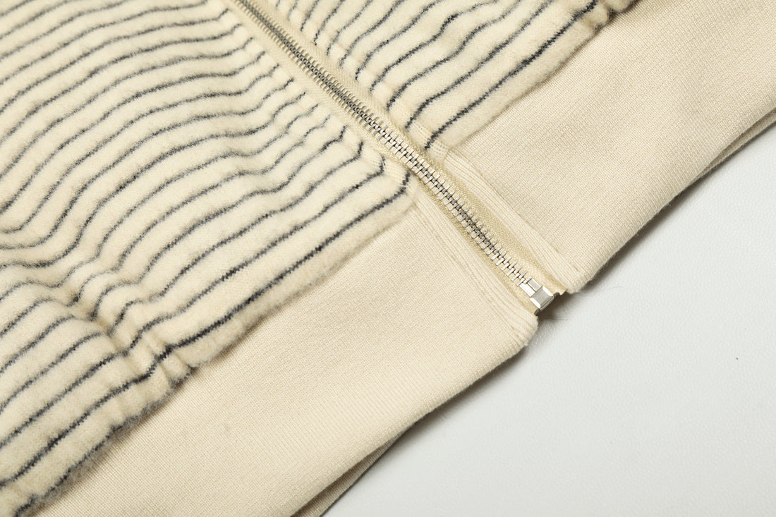 3-6-5.shop Faux-Fur Lined Striped Hoodie Jacket