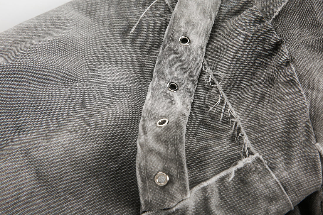 3-6-5.shop Distressed Patchwork Hoodie Jacket