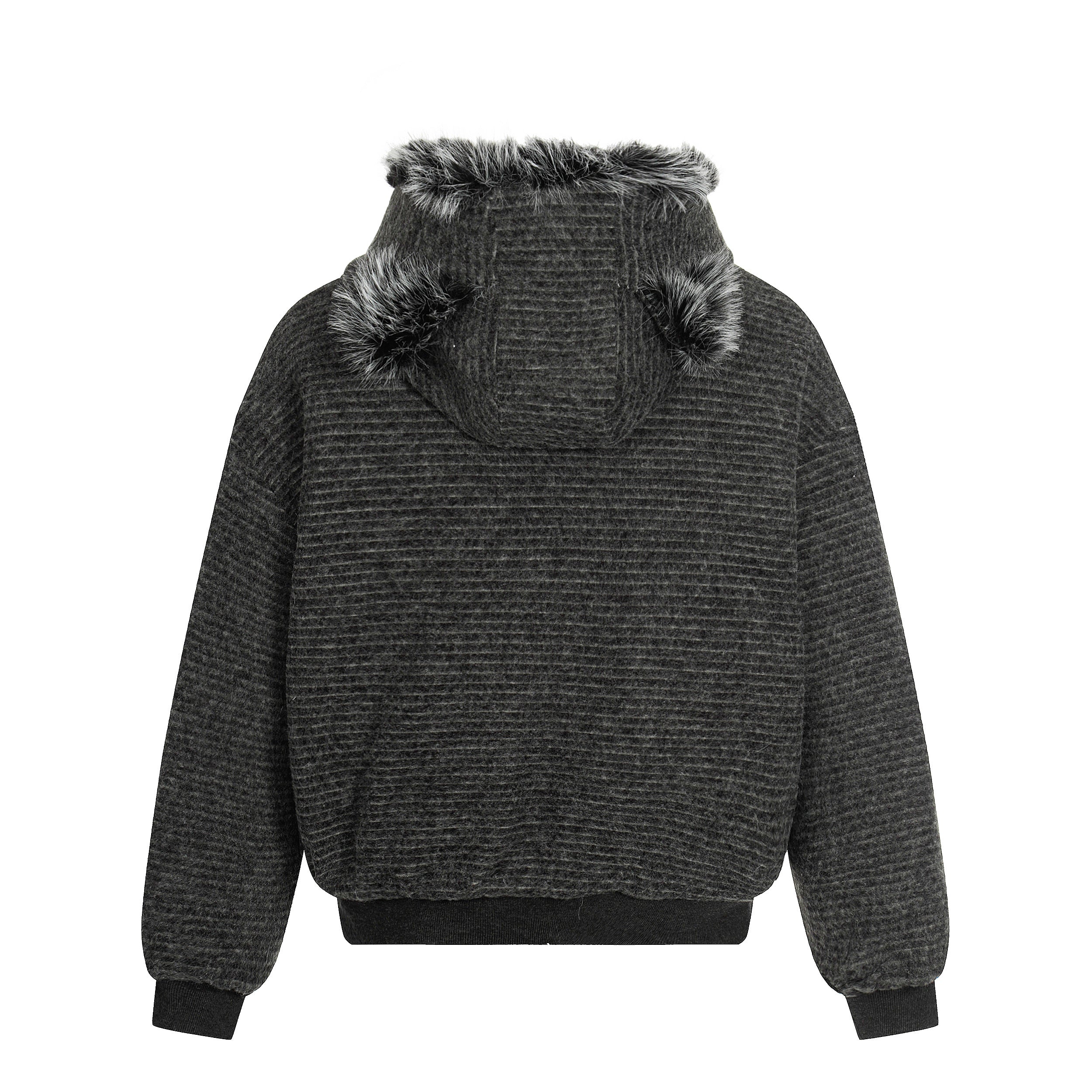 3-6-5.shop Faux-Fur Lined Striped Hoodie Jacket