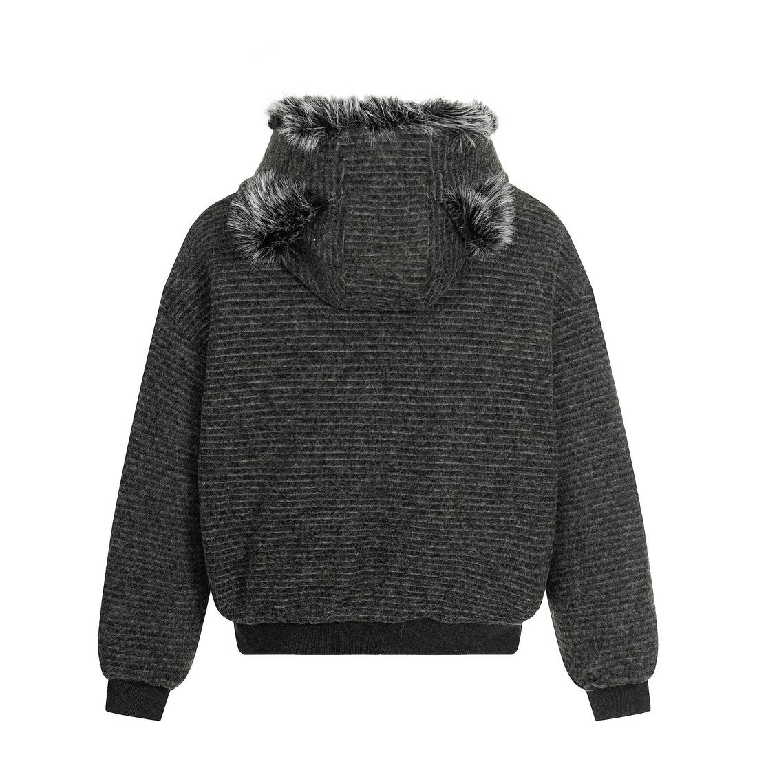 3-6-5.shop Faux-Fur Lined Striped Hoodie Jacket