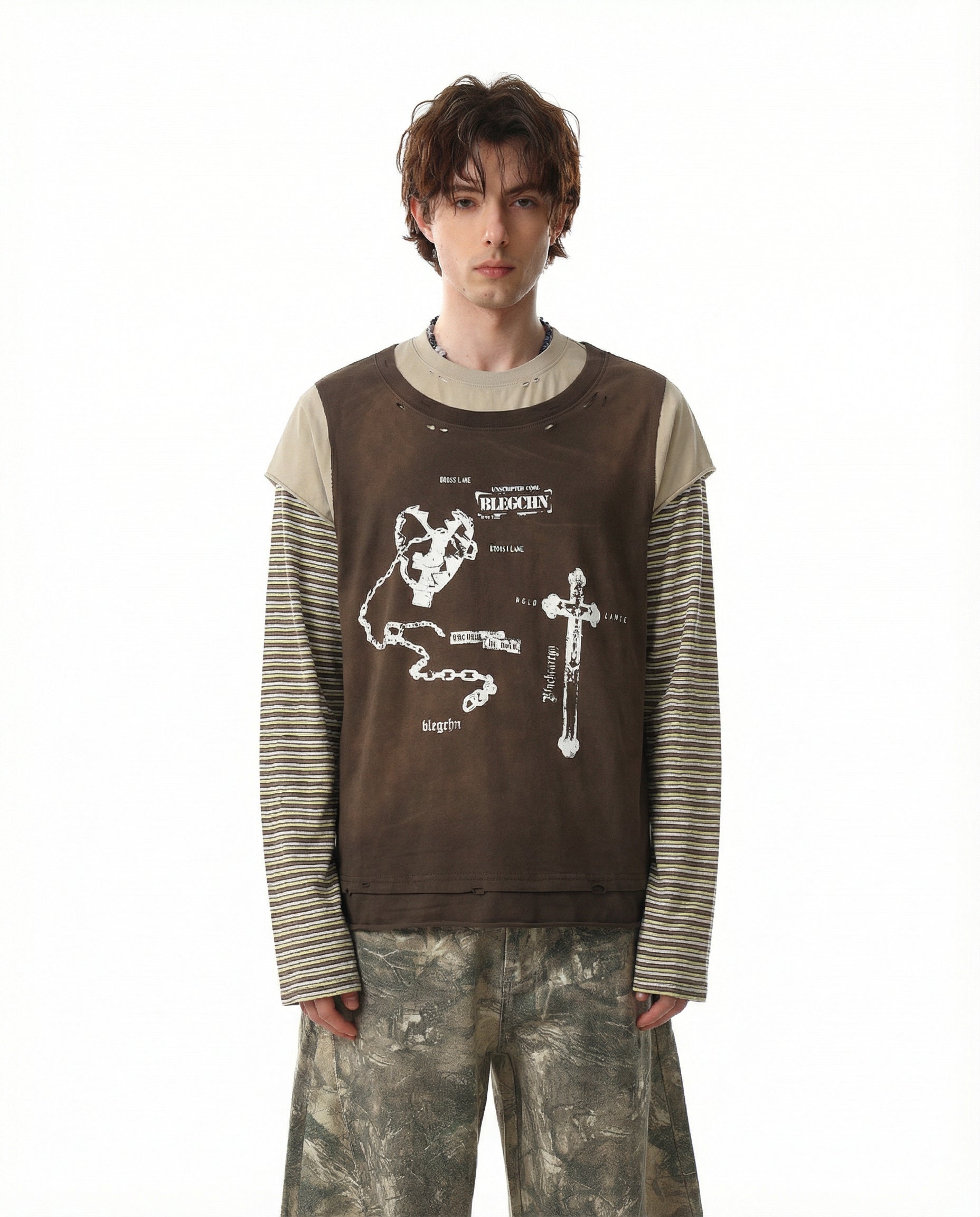 3-6-5.shop Layered Long Sleeve Graphic T-Shirt