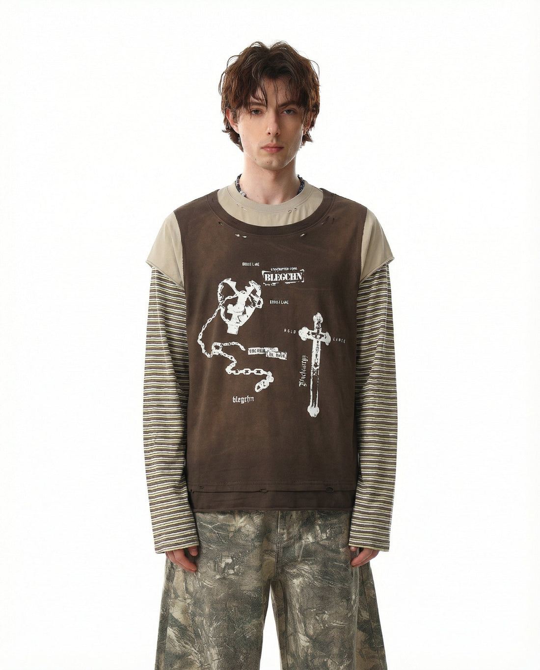3-6-5.shop Layered Long Sleeve Graphic T-Shirt