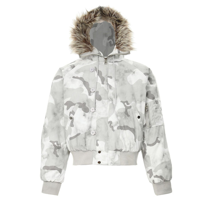 3-6-5.shop Arctic Camo Fur Bomber Jacket
