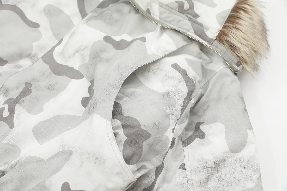 3-6-5.shop Arctic Camo Fur Bomber Jacket