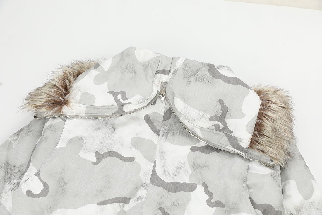 3-6-5.shop Arctic Camo Fur Bomber Jacket