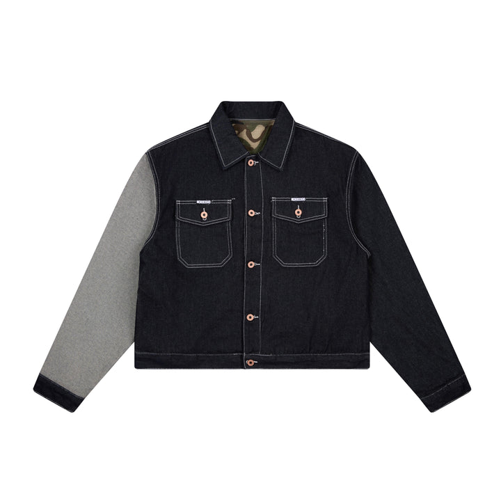3-6-5.shop Mixed-Panel Denim Work Jacket