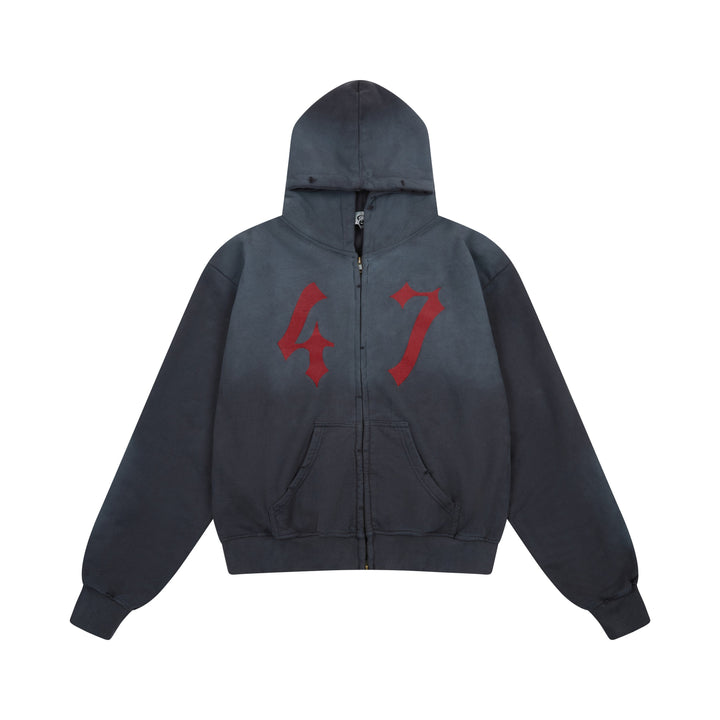 3-6-5.shop “47” Zip-Up Hoodie