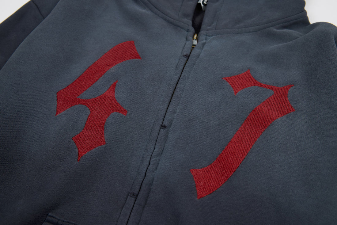 3-6-5.shop “47” Zip-Up Hoodie