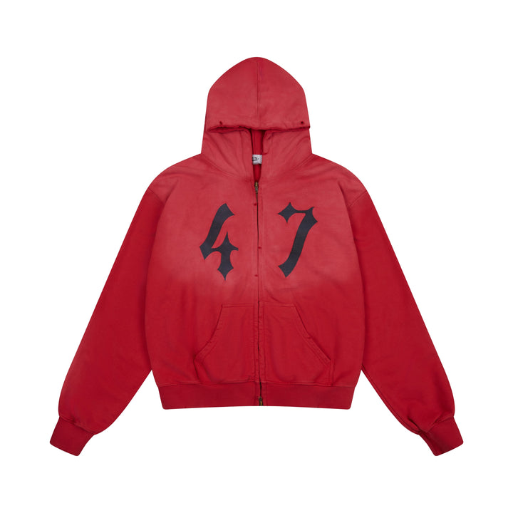 3-6-5.shop “47” Zip-Up Hoodie