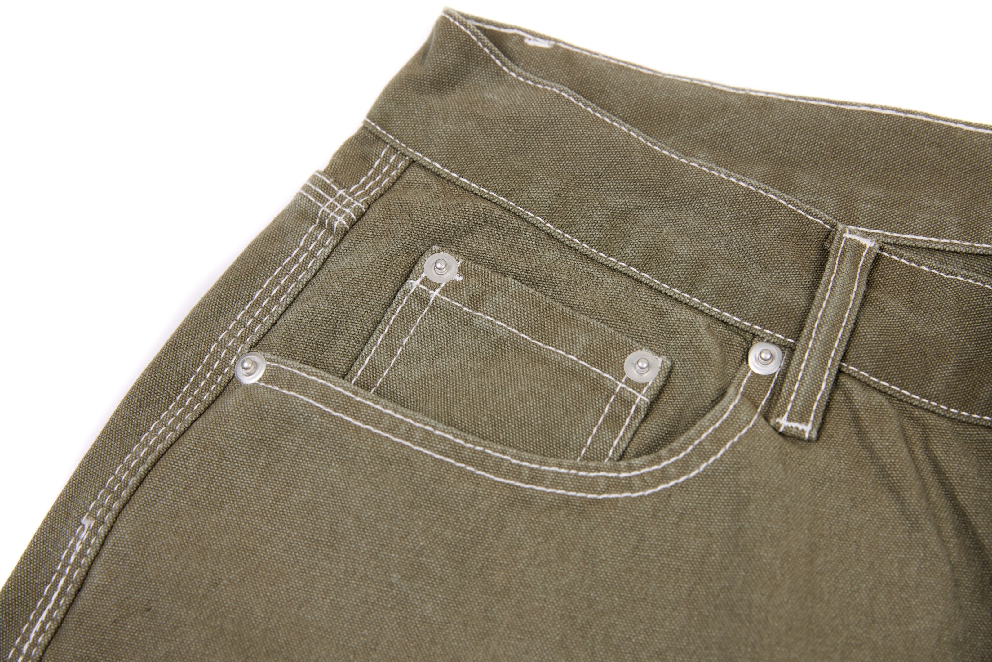 3-6-5.shop Contrast-Stitch Barrel Denim Pants