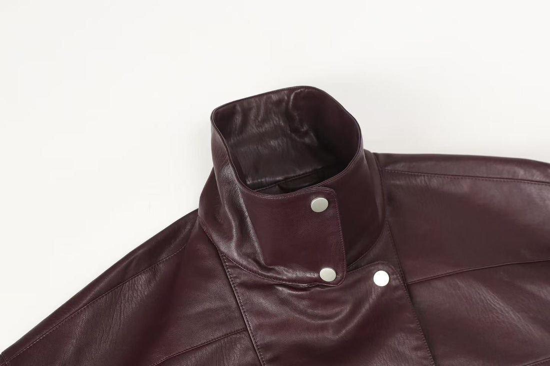 3-6-5.shop PU Structured Leather Jacket