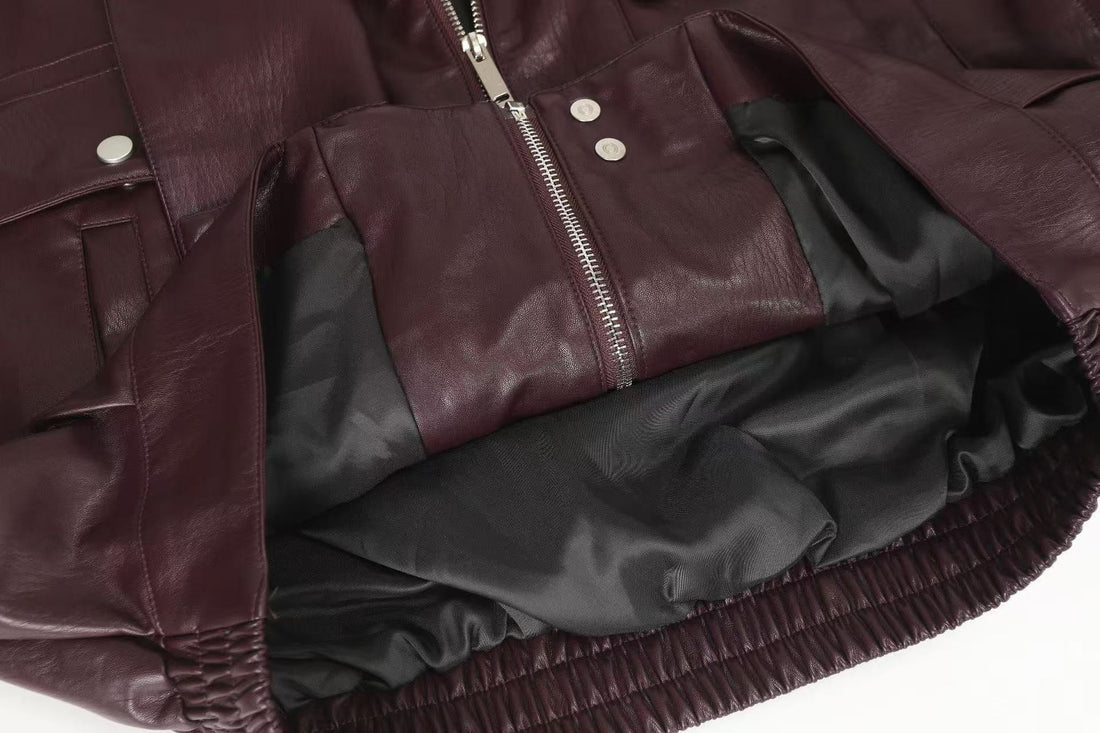 3-6-5.shop PU Structured Leather Jacket