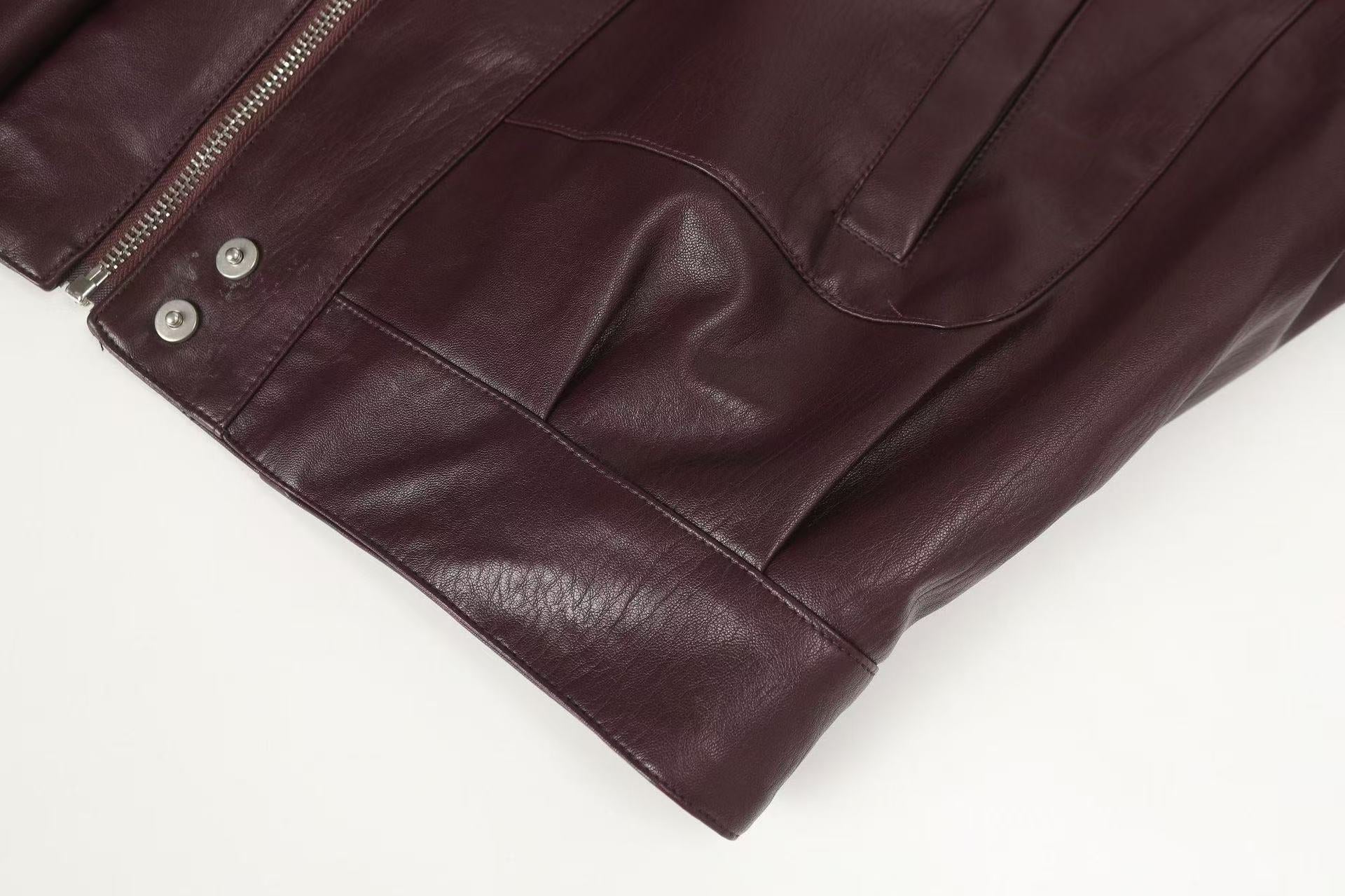 3-6-5.shop PU Structured Leather Jacket
