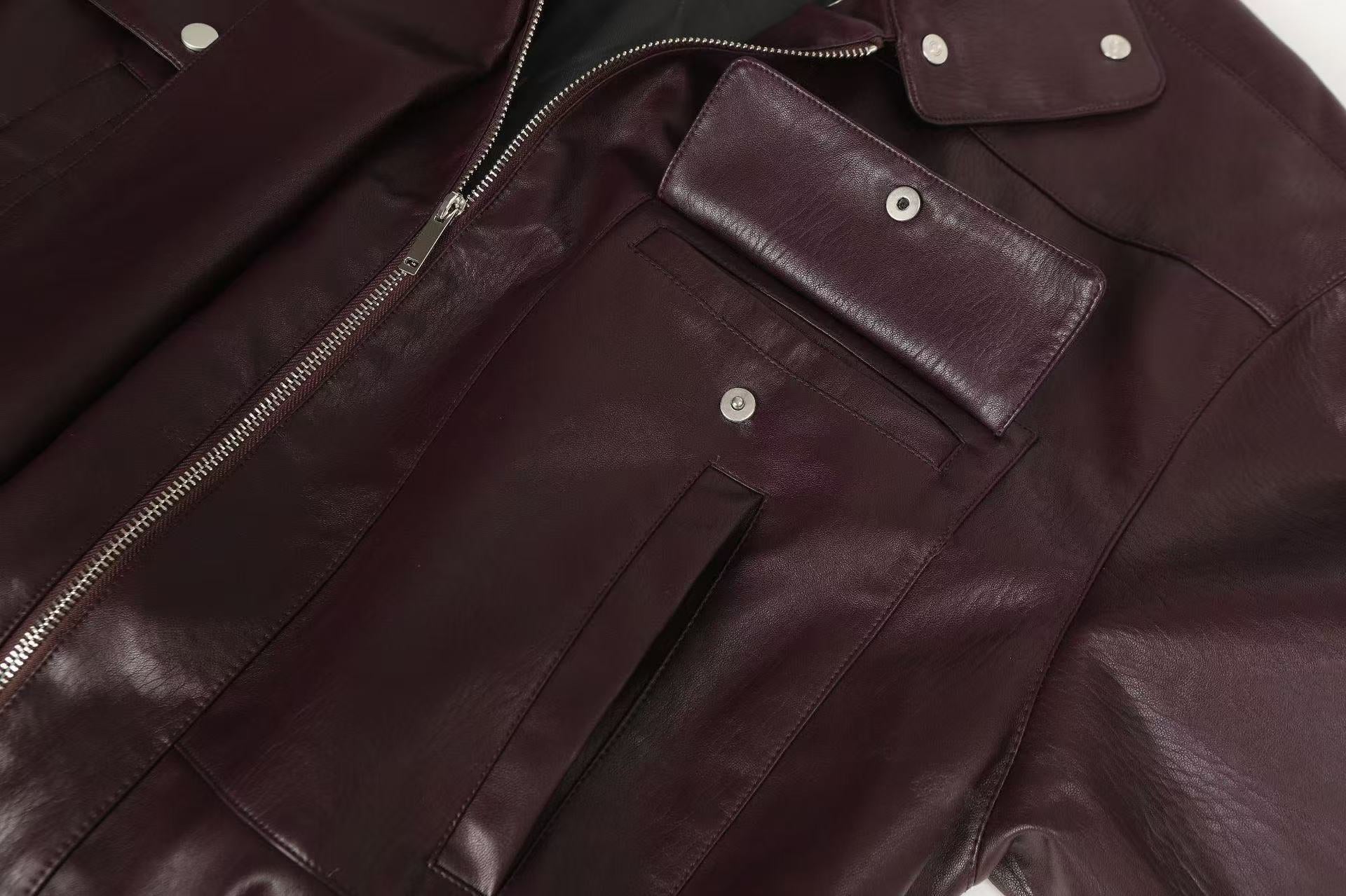 3-6-5.shop PU Structured Leather Jacket