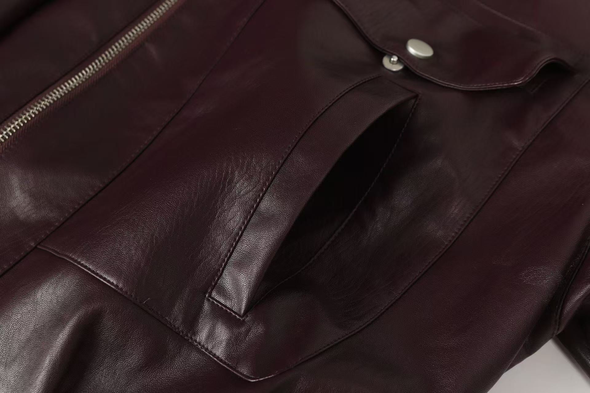 3-6-5.shop PU Structured Leather Jacket