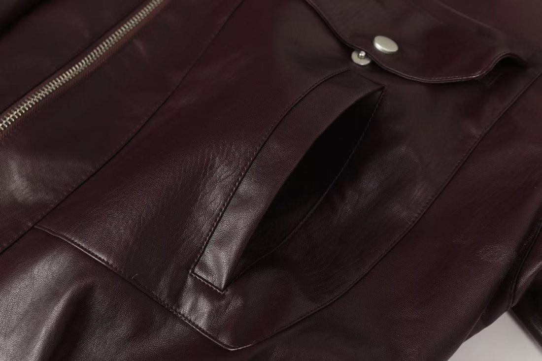 3-6-5.shop PU Structured Leather Jacket
