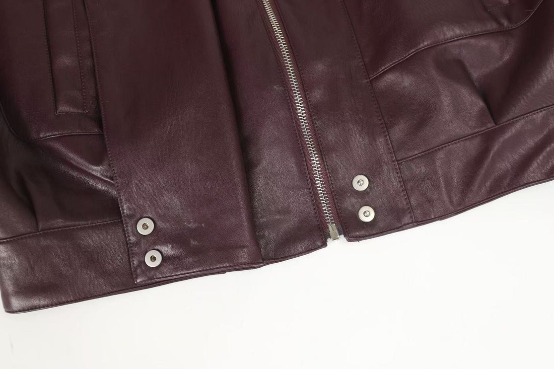 3-6-5.shop PU Structured Leather Jacket