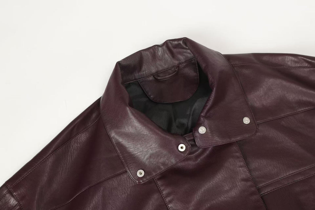 3-6-5.shop PU Structured Leather Jacket