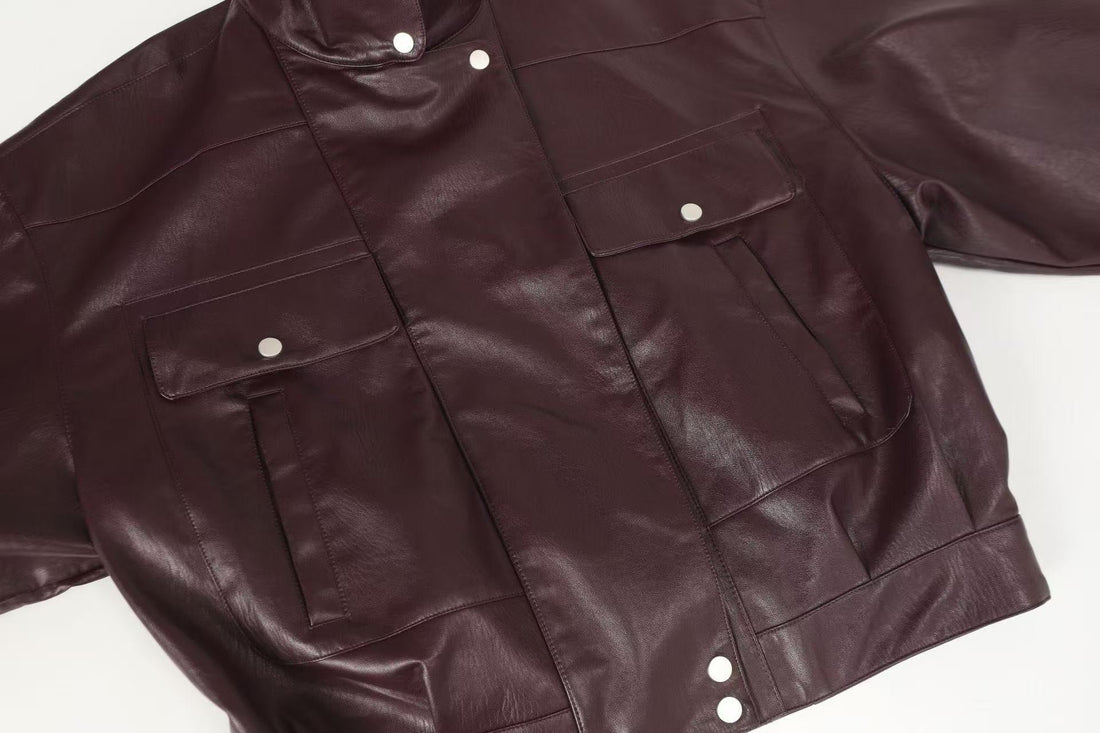 3-6-5.shop PU Structured Leather Jacket
