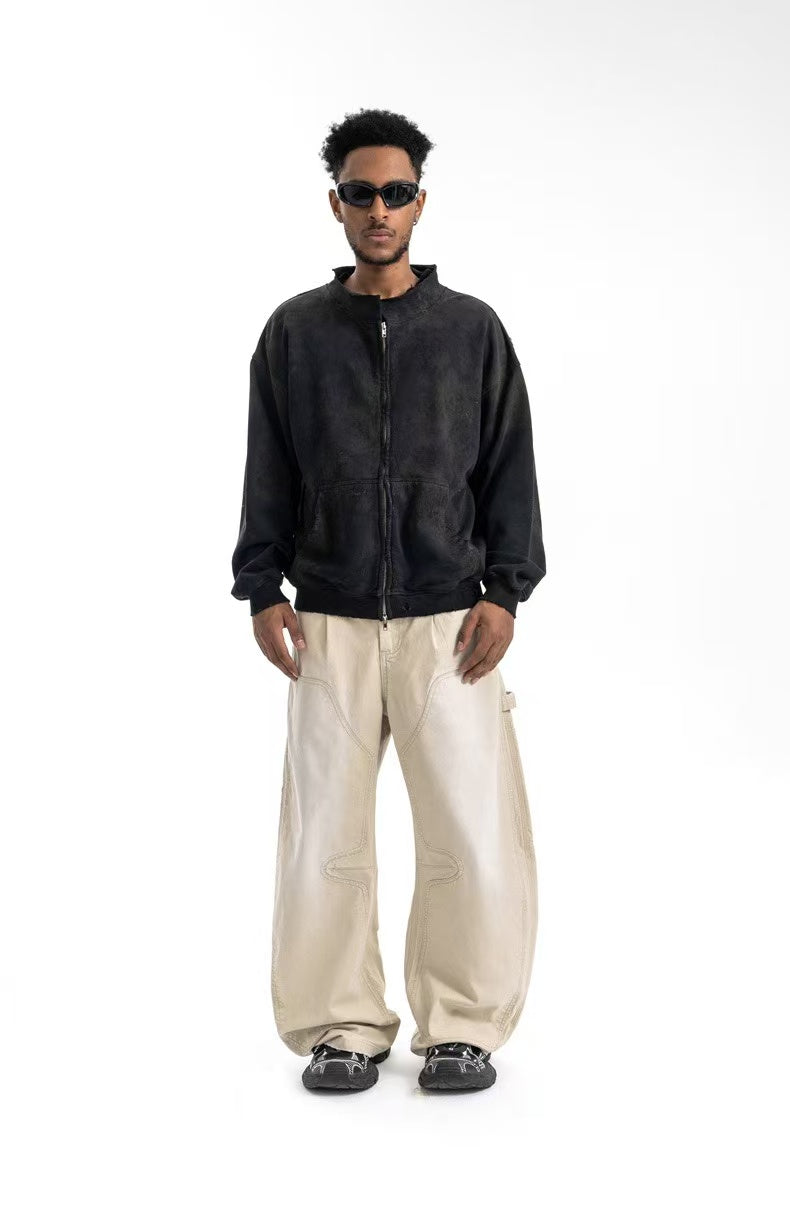 3-6-5.shop Curved-Cut Washed Work Pants