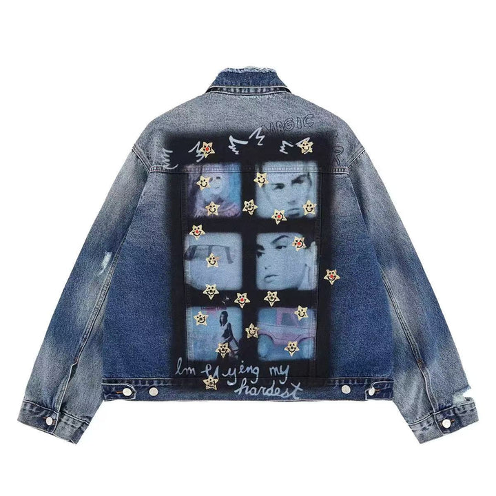 3-6-5.shop Vintage Patch Denim Jacket