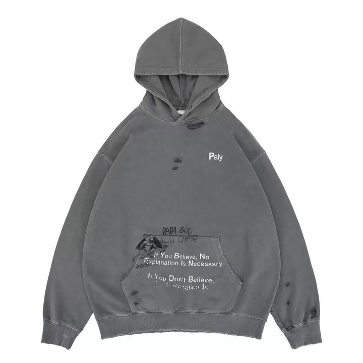 3-6-5.shop Vintage Graphic Washed Hoodie
