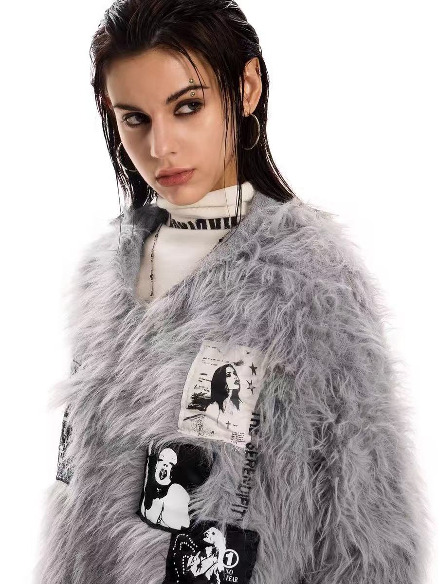 3-6-5.shop Fuzzy Patch Knit Sweater