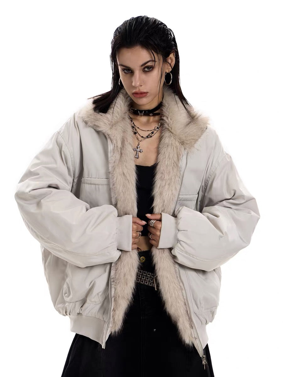 3-6-5.shop Faux Fur Lined Utility Jacket
