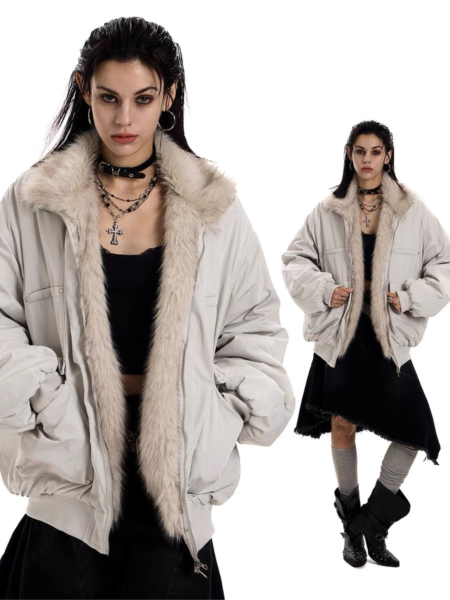 3-6-5.shop Faux Fur Lined Utility Jacket