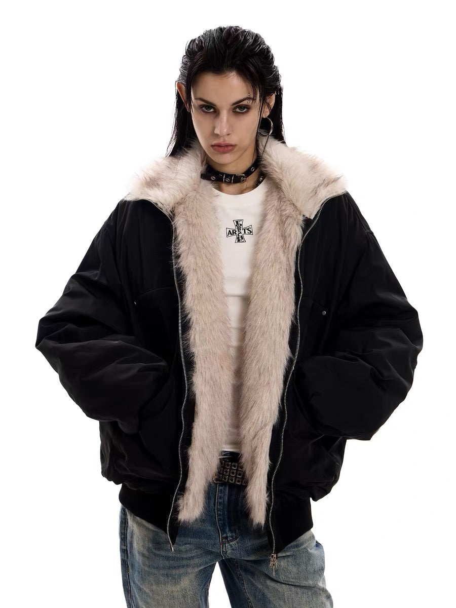 3-6-5.shop Faux Fur Lined Utility Jacket