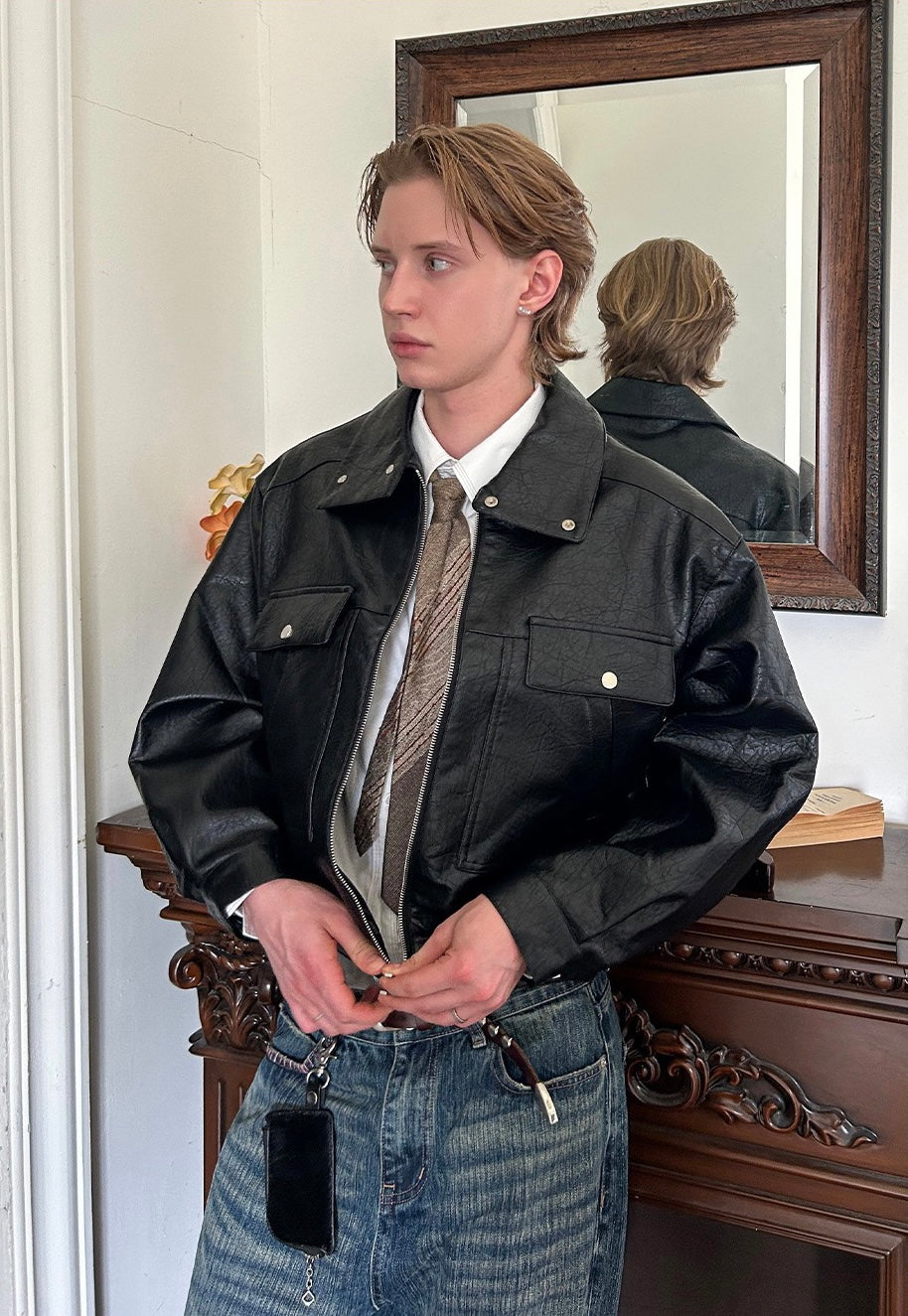 3-6-5.shop Classic Utility PU Jacket