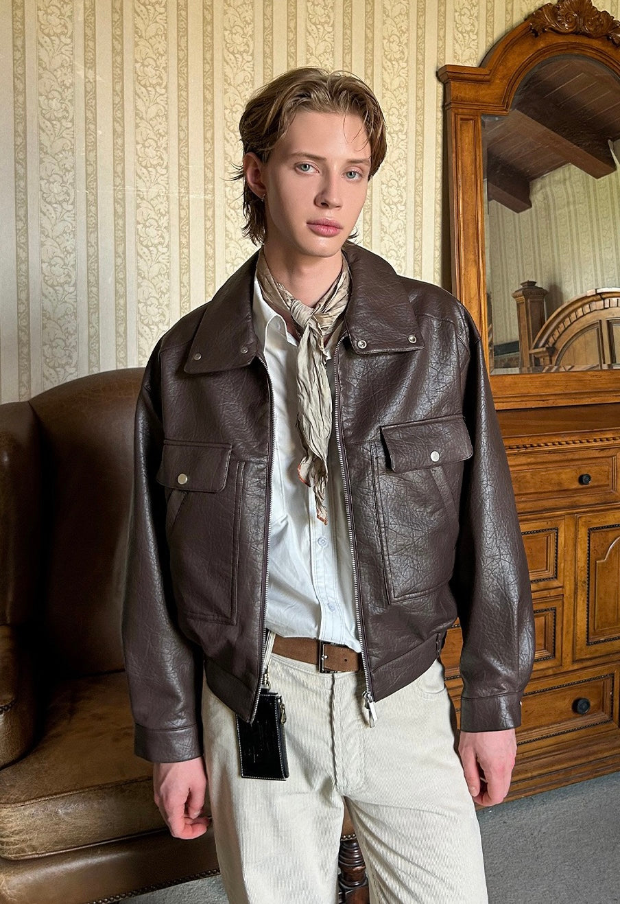 3-6-5.shop Classic Utility PU Jacket