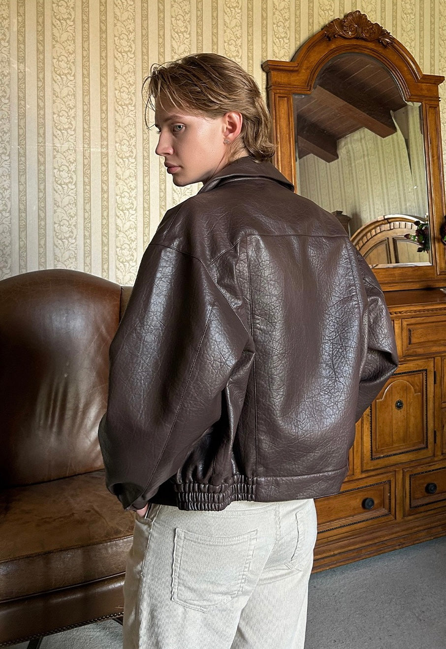 3-6-5.shop Classic Utility PU Jacket