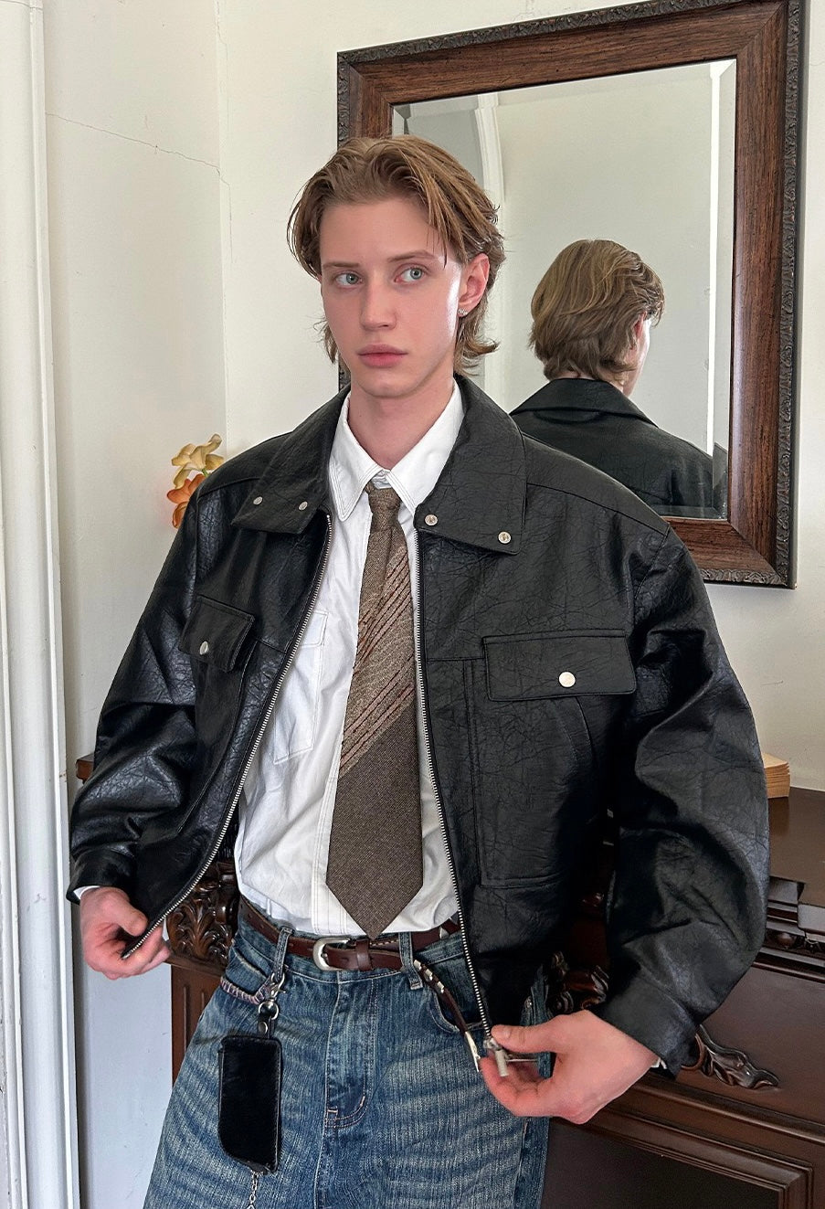 3-6-5.shop Classic Utility PU Jacket