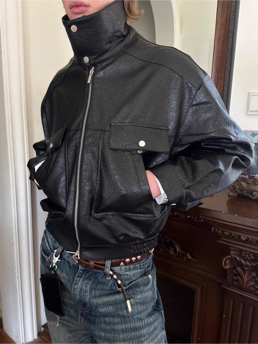 3-6-5.shop Classic Utility PU Jacket