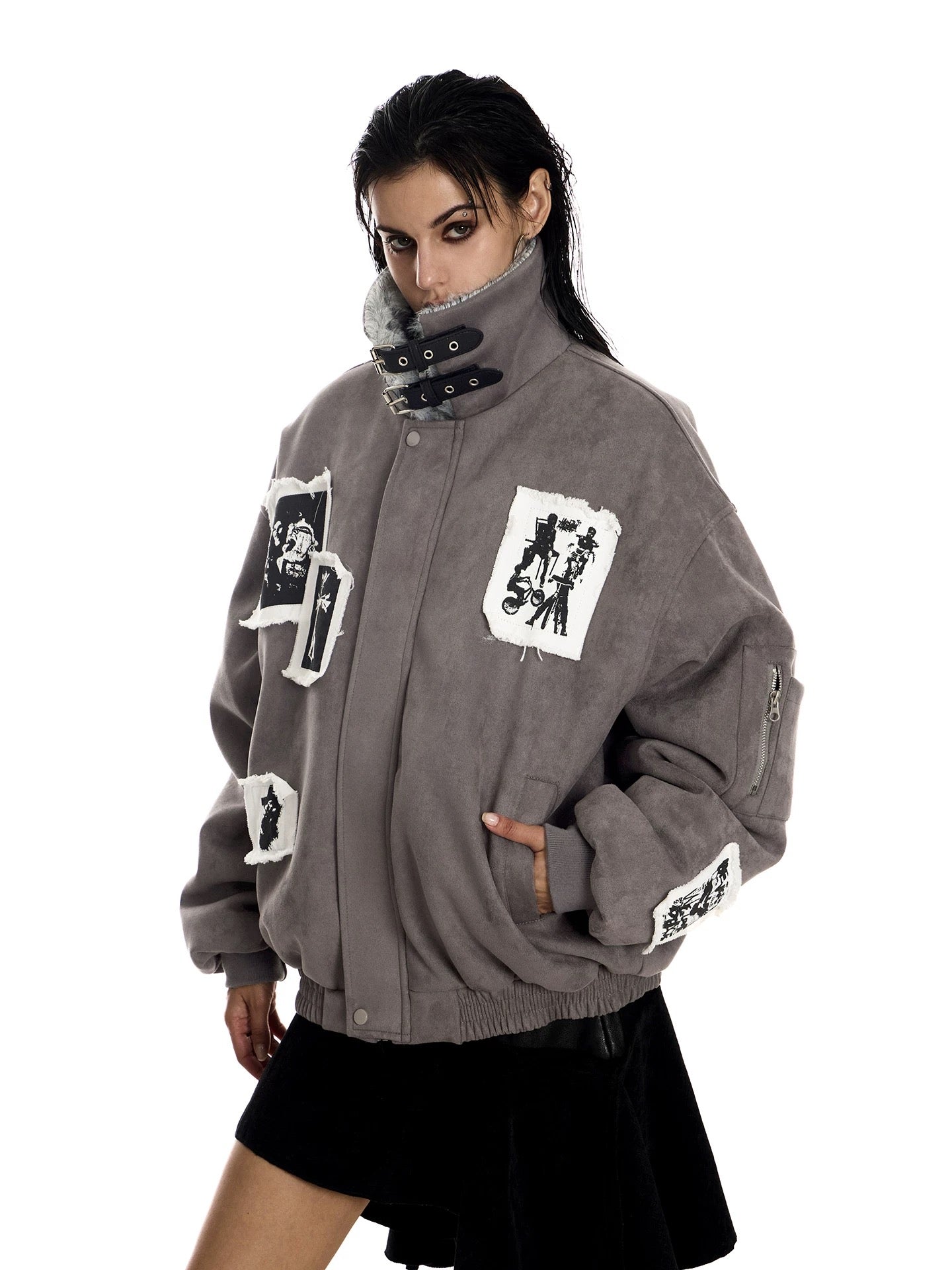 3-6-5.shop Patchwork Fur-Lined Jacket