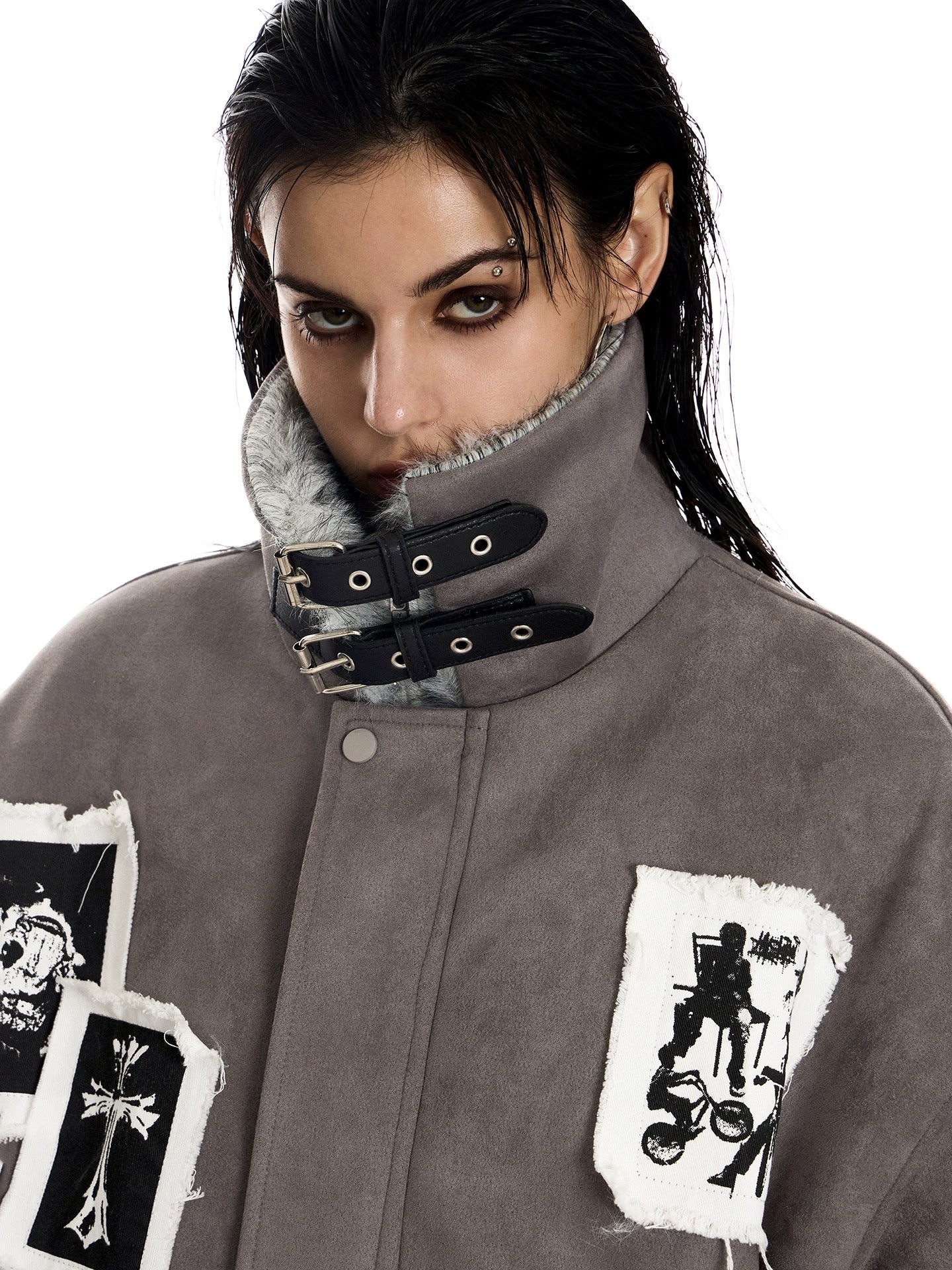 3-6-5.shop Patchwork Fur-Lined Jacket