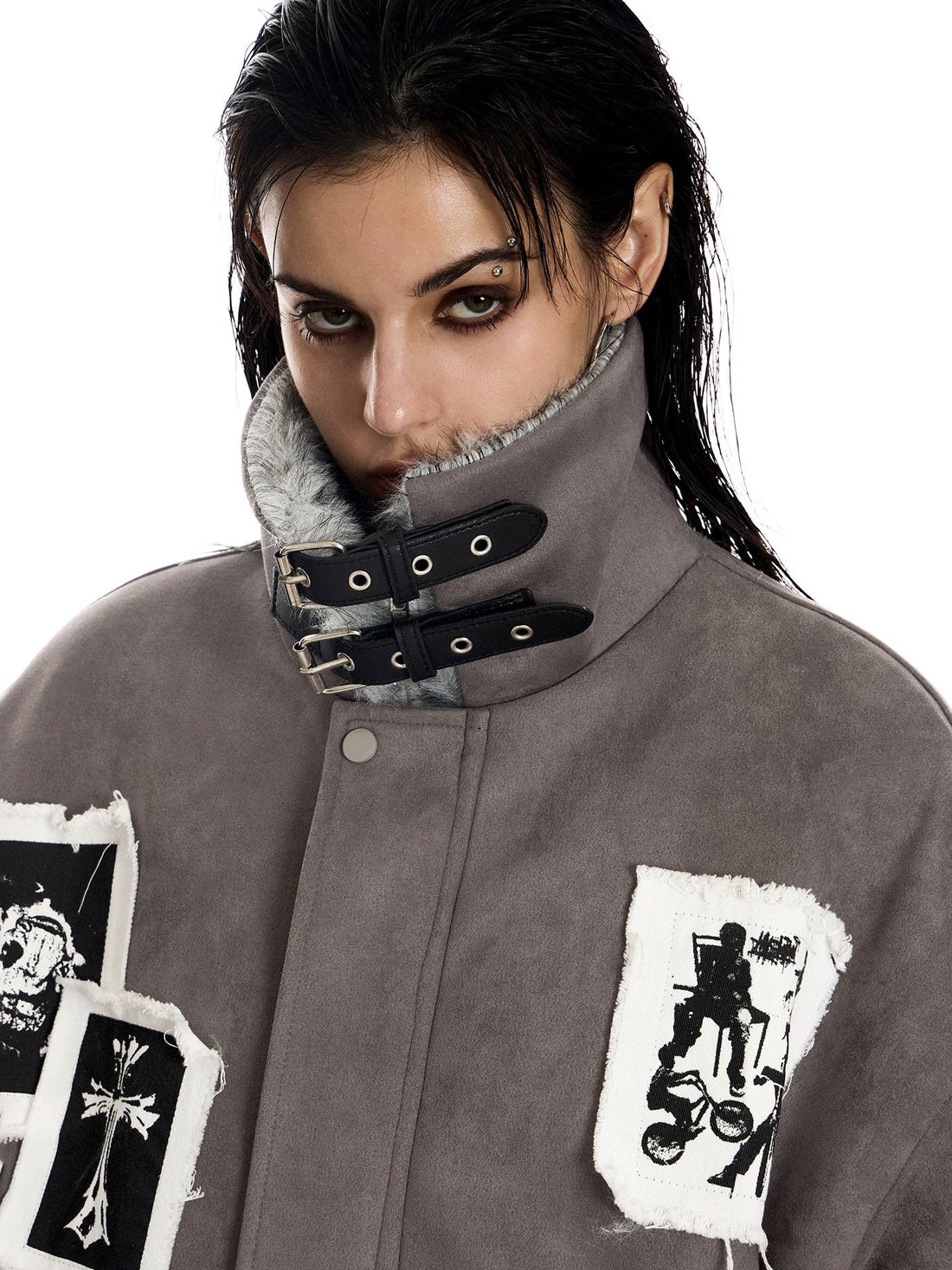 3-6-5.shop Patchwork Fur-Lined Jacket
