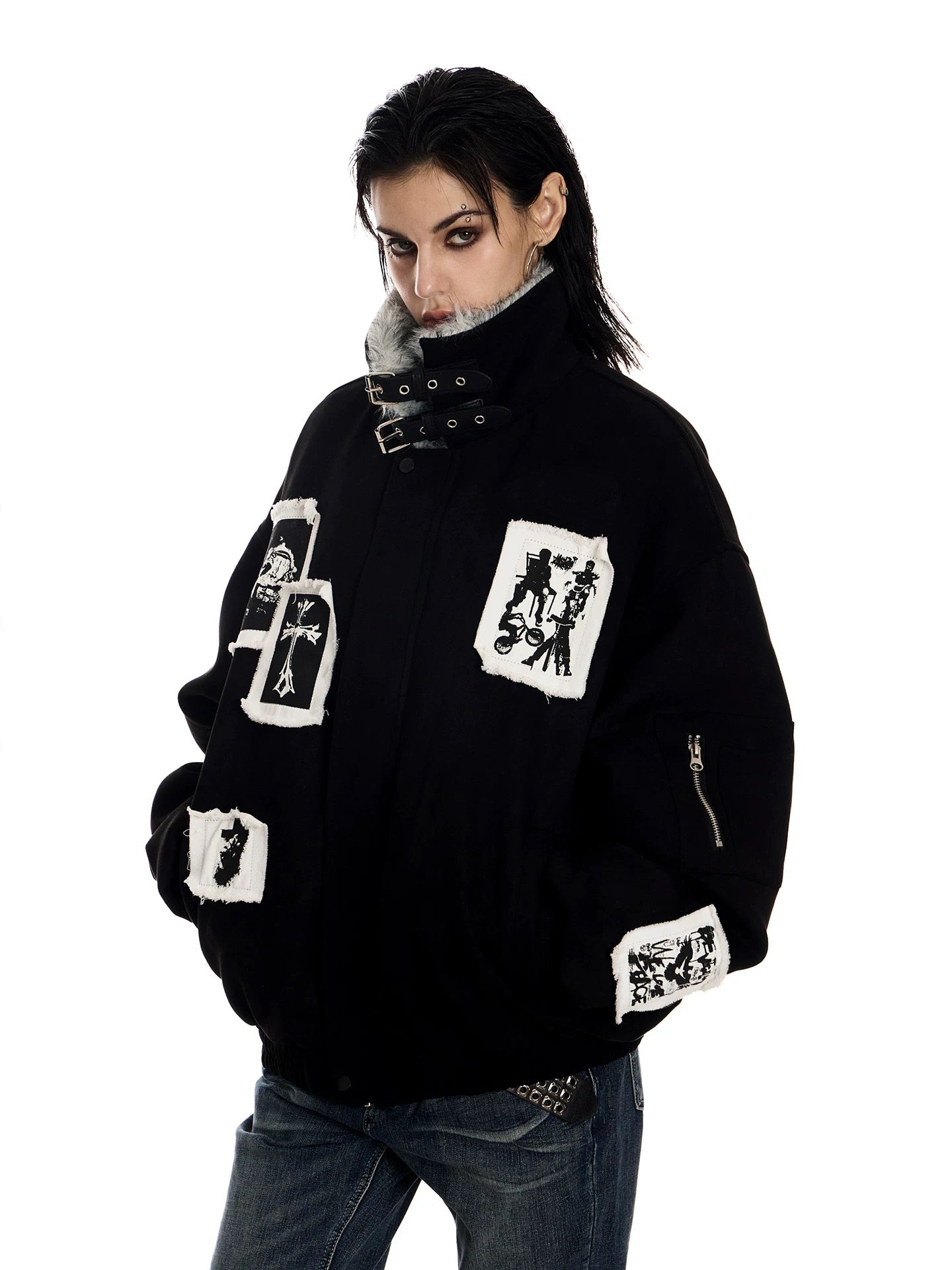 3-6-5.shop Patchwork Fur-Lined Jacket